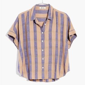 Linen-Blend Hilltop Shirt in Bayley Stripe MADEWELL size Large